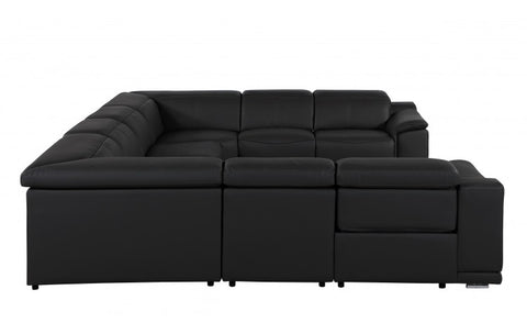 9762 DivanItalia Black 8-Piece Sectional – Top Grain Italian Leather with 4 Power ReclinersModel:  9762-BLACK-8PC-4PWR-U-NC-SECTIONAL-GROUP