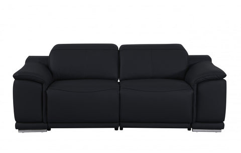 9762 DivanItalia Black Top Grain Italian Leather Modular LoveseatModel:  9762-BLACK-2.2-HT