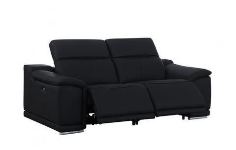 9762 DivanItalia Black Top Grain Italian Leather Modular LoveseatModel:  9762-BLACK-2.2-HT