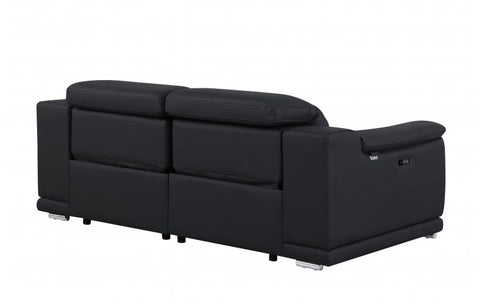 9762 DivanItalia Black Top Grain Italian Leather Modular LoveseatModel:  9762-BLACK-2.2-HT