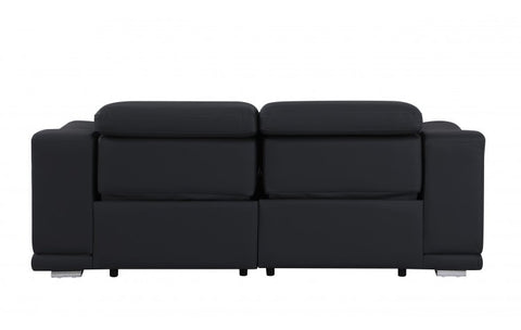 9762 DivanItalia Black Top Grain Italian Leather Modular LoveseatModel:  9762-BLACK-2.2-HT