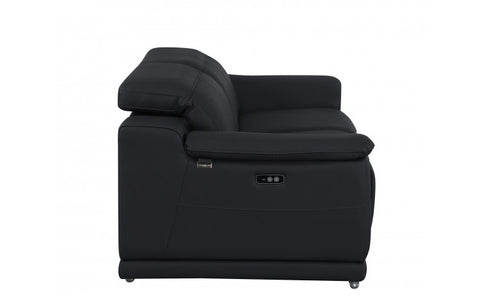 9762 DivanItalia Black Top Grain Italian Leather Modular LoveseatModel:  9762-BLACK-2.2-HT