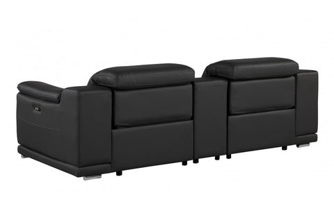 9762 DivanItalia Black Modular Power Reclining Loveseat – Top Grain Italian LeatherModel:  9762-BLACK-3.2-HT