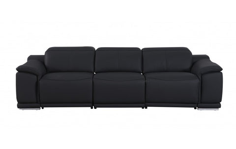 9762 DivanItalia Black Top Grain Italian Leather Power Reclining Sofa with Dual ReclinersModel:  9762-BLACK-3.2-S-HT