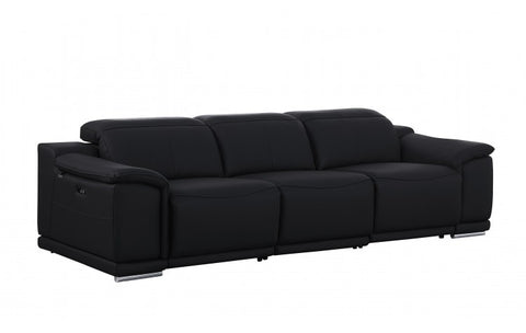 9762 DivanItalia Black Top Grain Italian Leather Power Reclining Sofa with Dual ReclinersModel:  9762-BLACK-3.2-S-HT