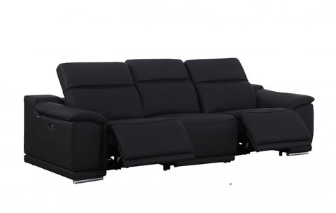 9762 DivanItalia Black Top Grain Italian Leather Power Reclining Sofa with Dual ReclinersModel:  9762-BLACK-3.2-S-HT