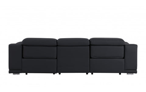 9762 DivanItalia Black Top Grain Italian Leather Power Reclining Sofa with Dual ReclinersModel:  9762-BLACK-3.2-S-HT