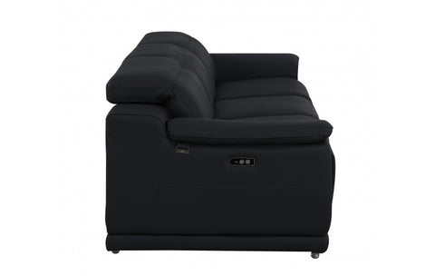 9762 DivanItalia Black Top Grain Italian Leather Power Reclining Sofa with Dual ReclinersModel:  9762-BLACK-3.2-S-HT