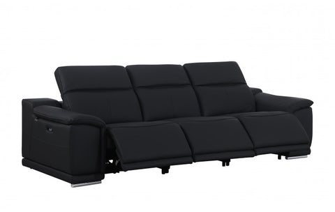 9762 DivanItalia Black 3-Piece Modular Power Reclining Sofa – Top Grain Italian LeatherModel:  9762-BLACK-3.3-HT