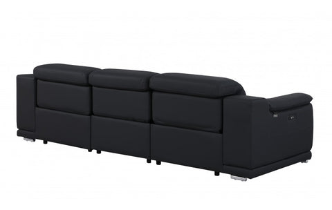 9762 DivanItalia Black 3-Piece Modular Power Reclining Sofa – Top Grain Italian LeatherModel:  9762-BLACK-3.3-HT