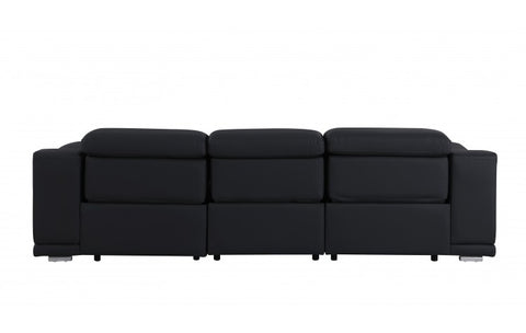 9762 DivanItalia Black 3-Piece Modular Power Reclining Sofa – Top Grain Italian LeatherModel:  9762-BLACK-3.3-HT