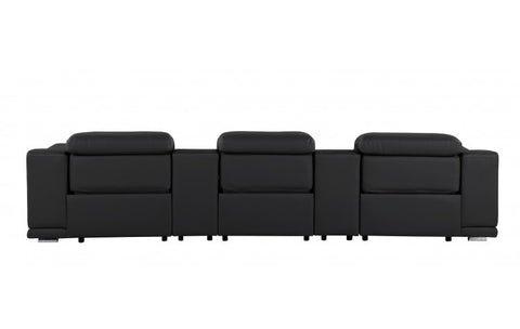 9762 DivanItalia Black 5-Piece Modular Power Reclining Sofa – Top Grain Italian LeatherModel:  9762-BLACK-5.3-HT