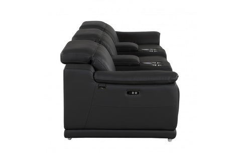 9762 DivanItalia Black 5-Piece Modular Power Reclining Sofa – Top Grain Italian LeatherModel:  9762-BLACK-5.3-HT