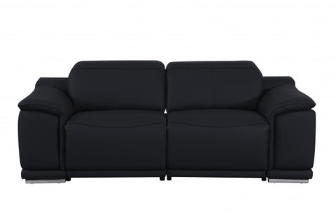 9762 DivanItalia Black Modular Power Reclining Sofa and Loveseat Set in Top Grain Italian LeatherModel:  9762-BLACK-5.4-HT-2PC