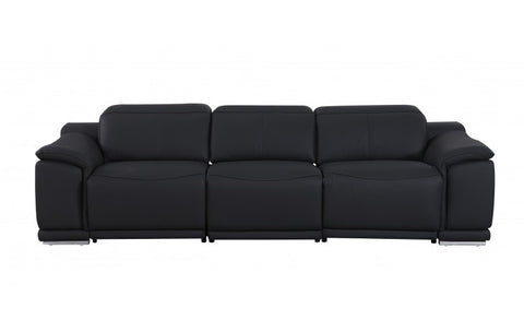 1116 DivanItalia Black 6-Piece Modular Power Reclining Sofa and Loveseat Set with Power Headrests - Top Grain Italian LeatherModel:  1116-BLACK-6.5-HT