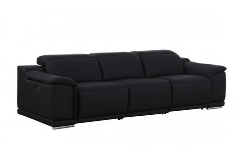 1116 DivanItalia Black 6-Piece Modular Power Reclining Sofa and Loveseat Set with Power Headrests - Top Grain Italian LeatherModel:  1116-BLACK-6.5-HT