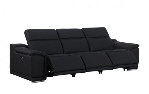 1116 DivanItalia Black 6-Piece Modular Power Reclining Sofa and Loveseat Set with Power Headrests - Top Grain Italian LeatherModel:  1116-BLACK-6.5-HT