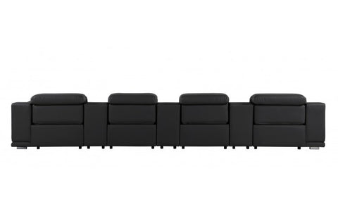 9762 DivanItalia Black 7-Piece Modular Power Reclining Sofa – Top Grain Italian LeatherModel:  9762-BLACK-S-7.4-HT