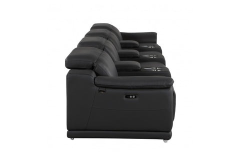 9762 DivanItalia Black 7-Piece Modular Power Reclining Sofa – Top Grain Italian LeatherModel:  9762-BLACK-S-7.4-HT