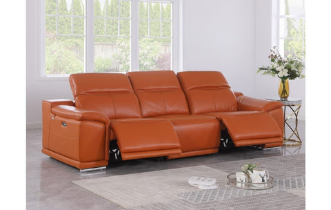 9762 DivanItalia Camel Top Grain Italian Leather Power Reclining Sofa with Dual ReclinersModel:  9762-CAMEL-3.2-S-HT