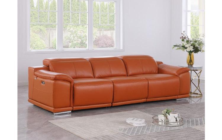 9762 DivanItalia Camel 3-Piece Modular Power Reclining Sofa – Top Grain Italian LeatherModel:  9762-CAMEL-3.3-HT