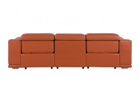 9762 DivanItalia Camel Top Grain Italian Leather Power Reclining Sofa with Dual ReclinersModel:  9762-CAMEL-3.2-S-HT
