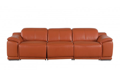 9762 DivanItalia Camel 3-Piece Modular Power Reclining Sofa – Top Grain Italian LeatherModel:  9762-CAMEL-3.3-HT