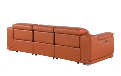 9762 DivanItalia Camel 3-Piece Modular Power Reclining Sofa – Top Grain Italian LeatherModel:  9762-CAMEL-3.3-HT