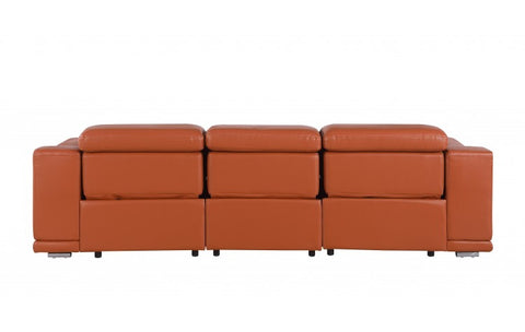 9762 DivanItalia Camel 3-Piece Modular Power Reclining Sofa – Top Grain Italian LeatherModel:  9762-CAMEL-3.3-HT