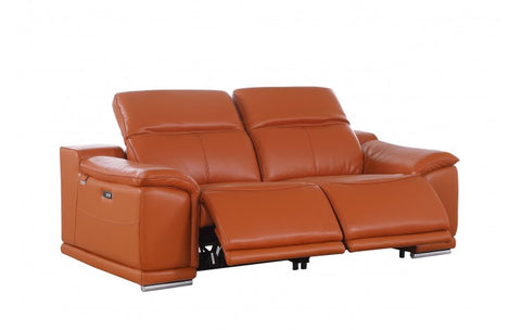 9762 DivanItalia Camel Modular Power Reclining Sofa and Loveseat Set in Top Grain Italian LeatherModel:  9762-CAMEL-5.4-HT-2PC