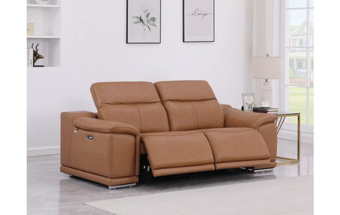 9762 DivanItalia Cognac Top Grain Italian Leather Modular LoveseatModel:  9762-COGNAC-2.2-HT