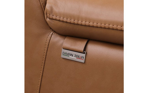 9762 DivanItalia Cognac Top Grain Italian Leather Power Reclining Sofa with Dual ReclinersModel:  9762-COGNAC-3.2-S-HT
