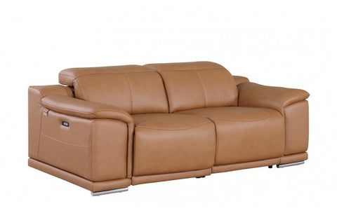 9762 DivanItalia Cognac Top Grain Italian Leather Modular LoveseatModel:  9762-COGNAC-2.2-HT