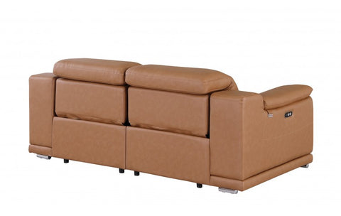 9762 DivanItalia Cognac Top Grain Italian Leather Modular LoveseatModel:  9762-COGNAC-2.2-HT
