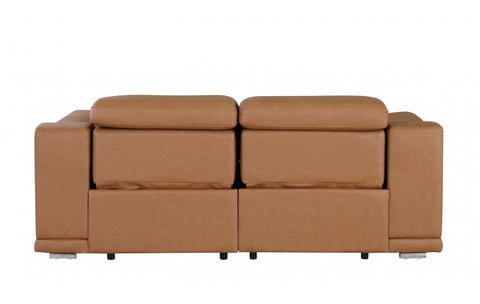 9762 DivanItalia Cognac Top Grain Italian Leather Modular LoveseatModel:  9762-COGNAC-2.2-HT