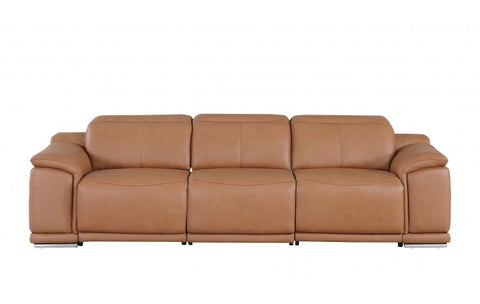 9762 DivanItalia Cognac Top Grain Italian Leather Power Reclining Sofa with Dual ReclinersModel:  9762-COGNAC-3.2-S-HT