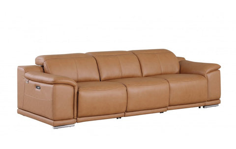 9762 DivanItalia Cognac Top Grain Italian Leather Power Reclining Sofa with Dual ReclinersModel:  9762-COGNAC-3.2-S-HT