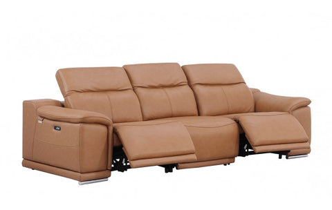 9762 DivanItalia Cognac Top Grain Italian Leather Power Reclining Sofa with Dual ReclinersModel:  9762-COGNAC-3.2-S-HT