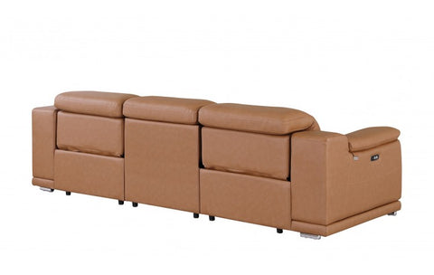 9762 DivanItalia Cognac Top Grain Italian Leather Power Reclining Sofa with Dual ReclinersModel:  9762-COGNAC-3.2-S-HT