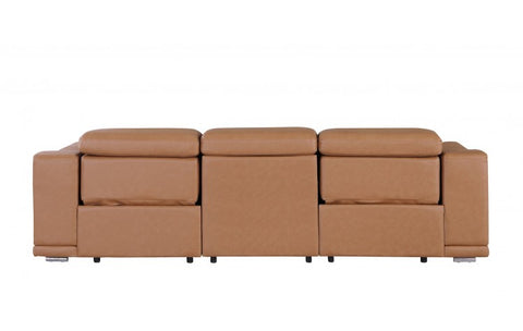 9762 DivanItalia Cognac Top Grain Italian Leather Power Reclining Sofa with Dual ReclinersModel:  9762-COGNAC-3.2-S-HT
