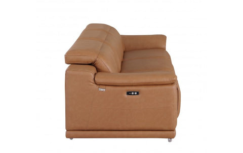 9762 DivanItalia Cognac Top Grain Italian Leather Power Reclining Sofa with Dual ReclinersModel:  9762-COGNAC-3.2-S-HT