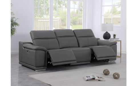 9762 DivanItalia Dark Grey Top Grain Italian Leather Power Reclining Sofa with Dual ReclinersModel:  9762-DK-GREY-3.2-S-HT