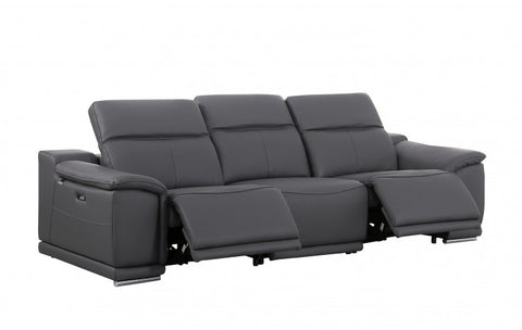 9762 DivanItalia Dark Grey Top Grain Italian Leather Power Reclining Sofa with Dual ReclinersModel:  9762-DK-GREY-3.2-S-HT