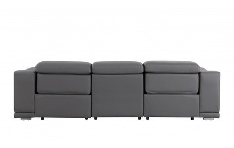 9762 DivanItalia Dark Grey Top Grain Italian Leather Power Reclining Sofa with Dual ReclinersModel:  9762-DK-GREY-3.2-S-HT
