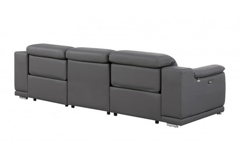 9762 DivanItalia Dark Grey Top Grain Italian Leather Power Reclining Sofa with Dual ReclinersModel:  9762-DK-GREY-3.2-S-HT
