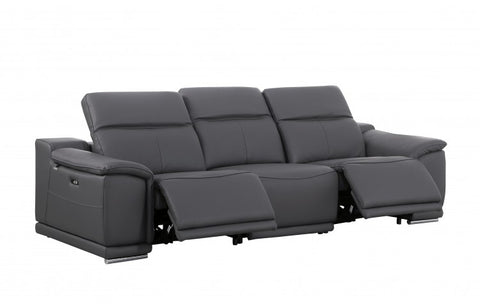 9762 DivanItalia Dark Grey Modular Power Reclining Sofa and Loveseat Set in Top Grain Italian LeatherModel:  9762-DK-GREY-5.4-HT-2PC