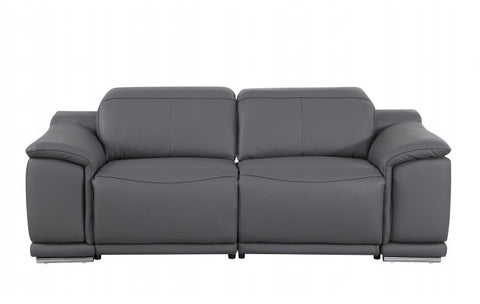9762 DivanItalia Dark Grey Modular Power Reclining Sofa and Loveseat Set in Top Grain Italian LeatherModel:  9762-DK-GREY-5.4-HT-2PC