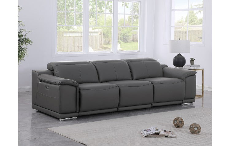 9762 DivanItalia Dark Gray 3-Piece Modular Power Reclining Sofa – Top Grain Italian LeatherModel:  9762-DK-GREY-3.3-HT