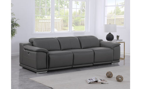 9762 DivanItalia Dark Gray 3-Piece Modular Power Reclining Sofa – Top Grain Italian LeatherModel:  9762-DK-GREY-3.3-HT