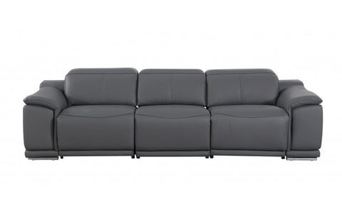 9762 DivanItalia Dark Gray 3-Piece Modular Power Reclining Sofa – Top Grain Italian LeatherModel:  9762-DK-GREY-3.3-HT